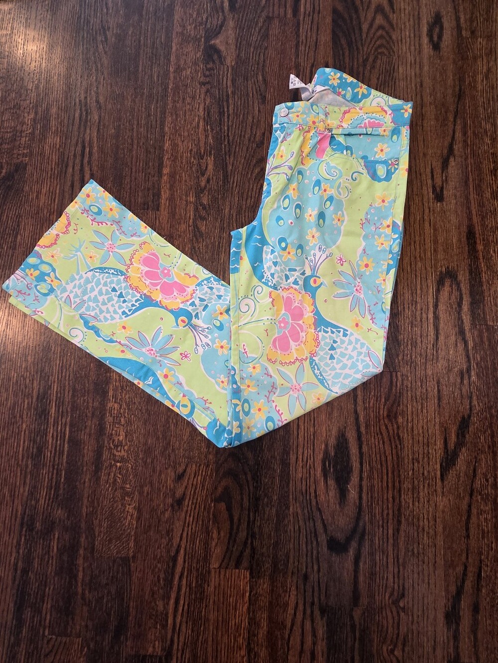 Lily Pultizer Floral Peacock Capri Pants Size 8